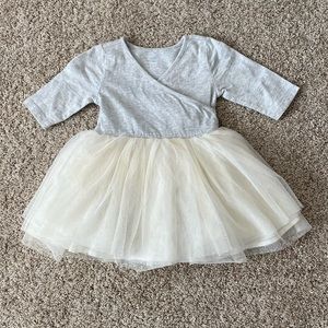 Old navy baby girl gray cream tutu ballerina tulle dress size 6-12 months